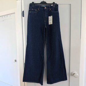 NWT Zara Z1975 HIGH RISE WIDE LEG JEANS Blue Denim size 38 EU/6 US